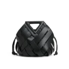 WanHuiShop New Women's Crossbody Bag Vegetable Basket Triangular Magnetic Buckle Woven Hollow Women's Bag Handbag Single Shoulder Bucket Bag-1