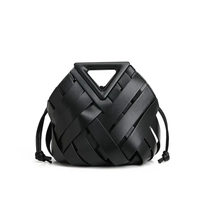 WanHuiShop New Women's Crossbody Bag Vegetable Basket Triangular Magnetic Buckle Woven Hollow Women's Bag Handbag Single Shoulder Bucket Bag-1 WanHuiShop New Women's Crossbody Bag Vegetable Basket Triangular Magnetic Buckle Woven Hollow Women's Bag Handbag Single Shoulder Bucket Bag-1