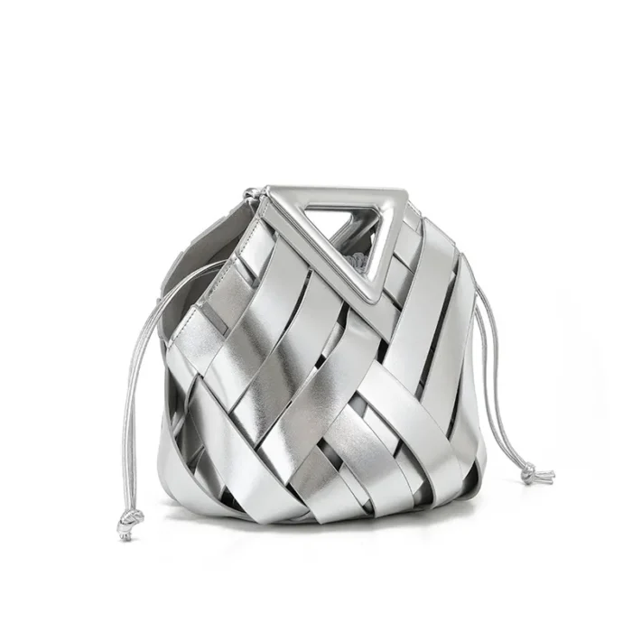 WanHuiShop New Women's Crossbody Bag Vegetable Basket Triangular Magnetic Buckle Woven Hollow Women's Bag Handbag Single Shoulder Bucket Bag-19 WanHuiShop New Women's Crossbody Bag Vegetable Basket Triangular Magnetic Buckle Woven Hollow Women's Bag Handbag Single Shoulder Bucket Bag-19
