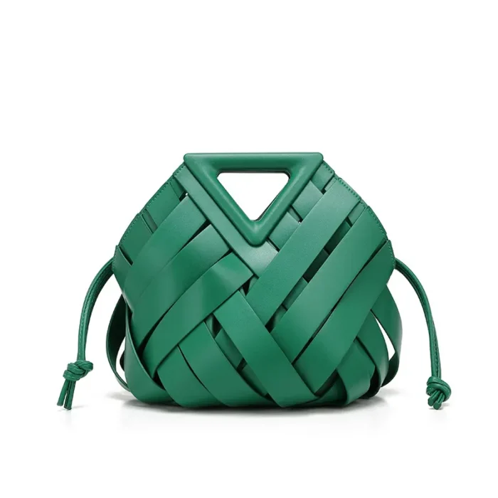 WanHuiShop New Women's Crossbody Bag Vegetable Basket Triangular Magnetic Buckle Woven Hollow Women's Bag Handbag Single Shoulder Bucket Bag-2 WanHuiShop New Women's Crossbody Bag Vegetable Basket Triangular Magnetic Buckle Woven Hollow Women's Bag Handbag Single Shoulder Bucket Bag-2