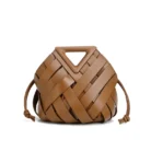 WanHuiShop New Women's Crossbody Bag Vegetable Basket Triangular Magnetic Buckle Woven Hollow Women's Bag Handbag Single Shoulder Bucket Bag-8