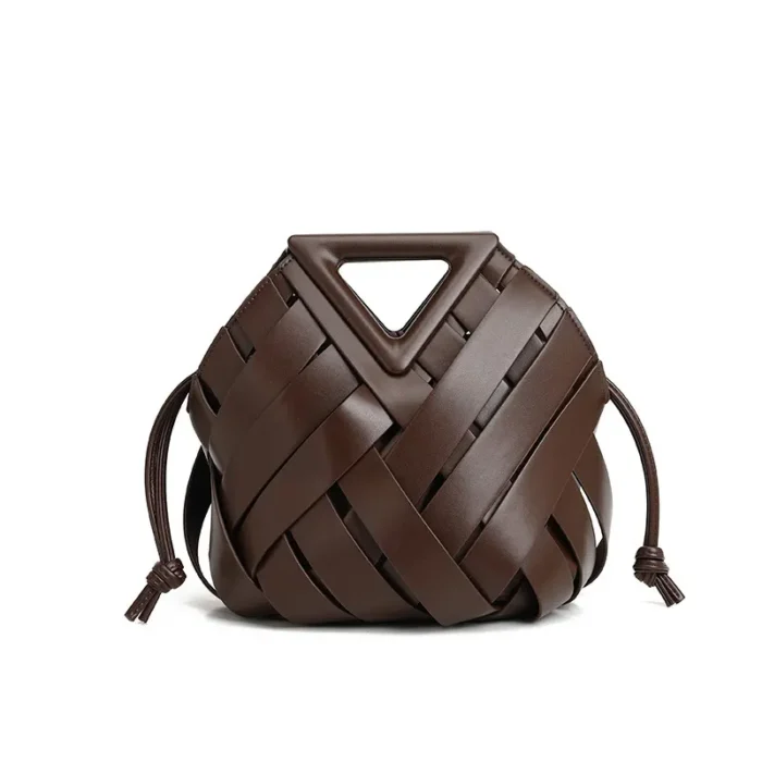 WanHuiShop New Women's Crossbody Bag Vegetable Basket Triangular Magnetic Buckle Woven Hollow Women's Bag Handbag Single Shoulder Bucket Bag-9 WanHuiShop New Women's Crossbody Bag Vegetable Basket Triangular Magnetic Buckle Woven Hollow Women's Bag Handbag Single Shoulder Bucket Bag-9