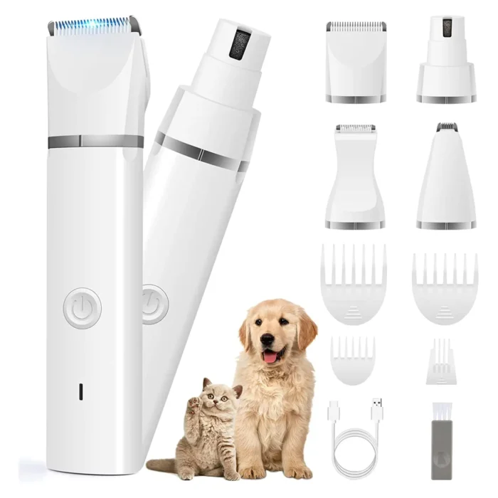 WanHuiShop New Dog Clippers Grooming Kit Hair Clipper-Low Noise Paw Trimmer- Rechargeable - Cordless Quiet Nail Grinder Shaver for Cats And Other Pets-1