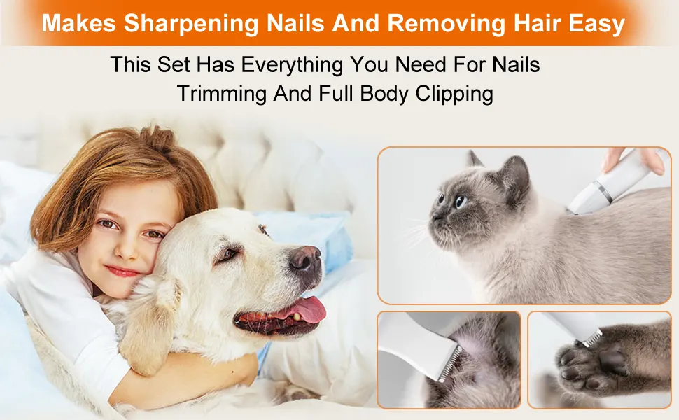WanHuiShop New Dog Clippers Grooming Kit Hair Clipper-Low Noise Paw Trimmer- Rechargeable - Cordless Quiet Nail Grinder Shaver for Cats And Other Pets-8
