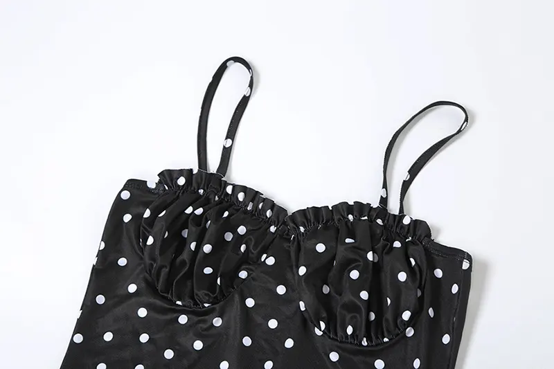 WanHuiShop New Women's Polka Dot Camisole Dress French Style Slim Fit Backless Skirt-8