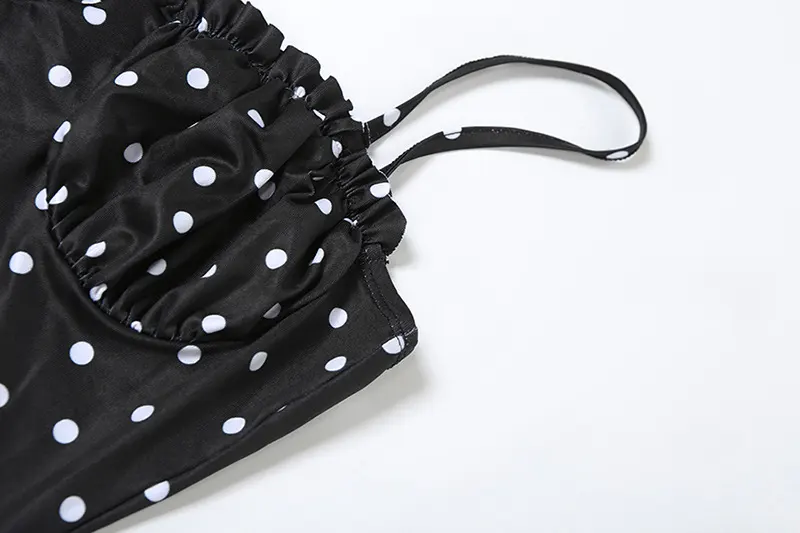 WanHuiShop New Women's Polka Dot Camisole Dress French Style Slim Fit Backless Skirt-9