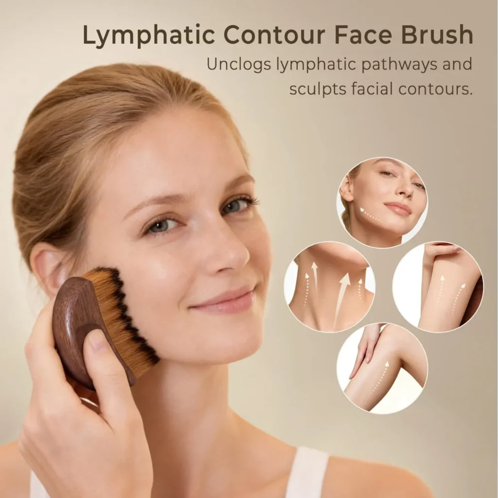 Wanhuishop New Walnut Wood Facial Massage Brush Jawline Contouring Brush Facial Gua Sha-1
