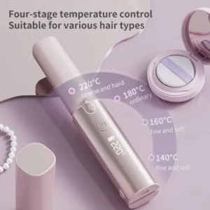 Wanhuishop New Rechargeable Hair Straightener, Portable Comb, Temperature Controlled Handheld Hair Curler-1