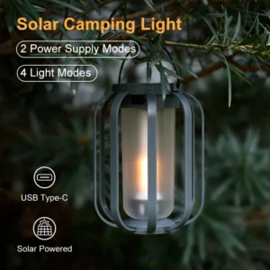 Wanhuishop New Solar-Powered Camping Light Decorative Hanging Light, Patio Decoration Tripod Ambient Light-2