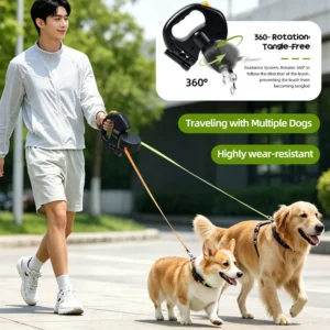 Wanhuishop 2-in-1 Retractable Dog Leash and Harness Set – Ideal for Walking Small to Medium-Sized Dogs Outdoors-3