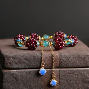 Wanhuishop New Women's Natural Garnet Bracelet-2